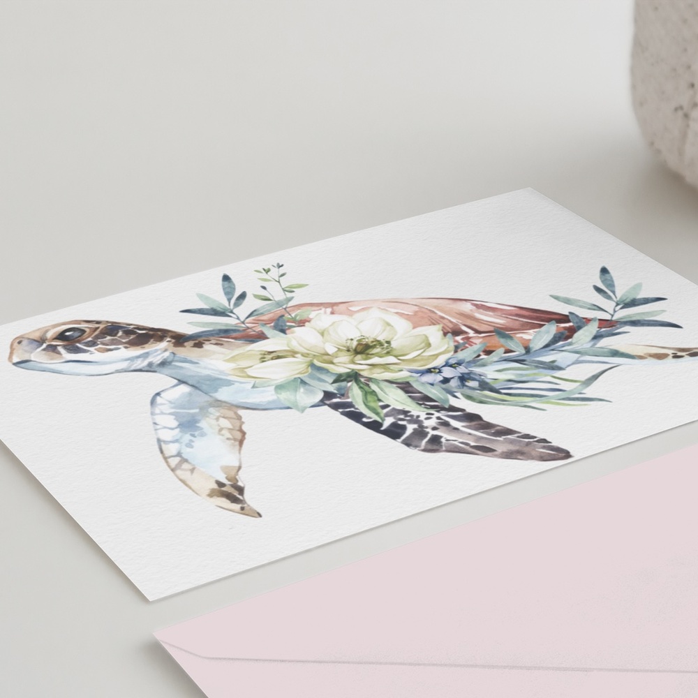 Wall Art Watercolor Sea Turtle Print Poster Unframed - Picture 8 of 15